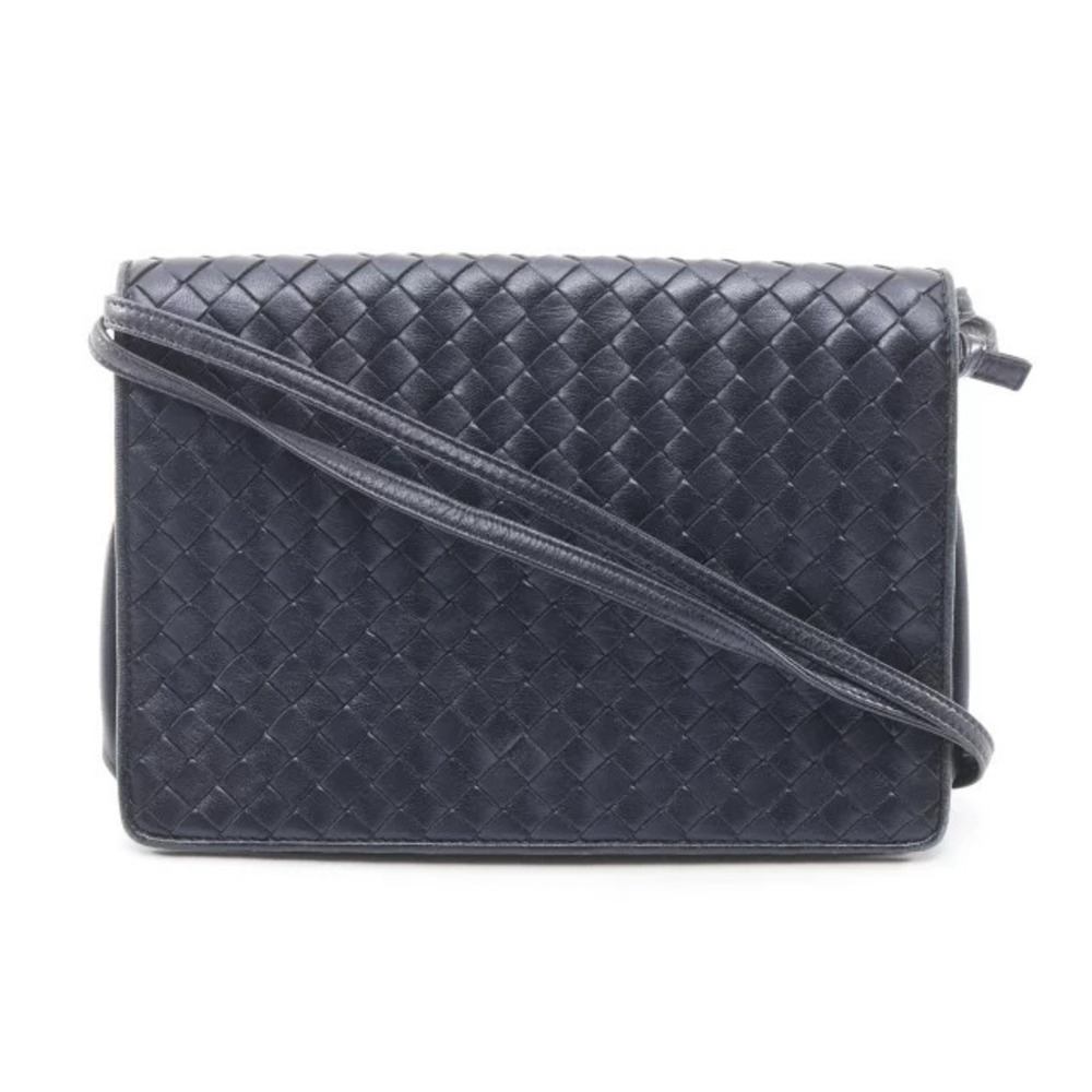 Bottega Veneta Intrecciato Shoulder Bag Leather Navy Blue
